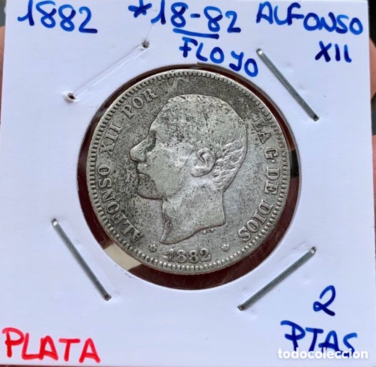 Coins of Spain: Moneda PLATA 2 Pesetas 1882 *(18-82) Alfonso XII