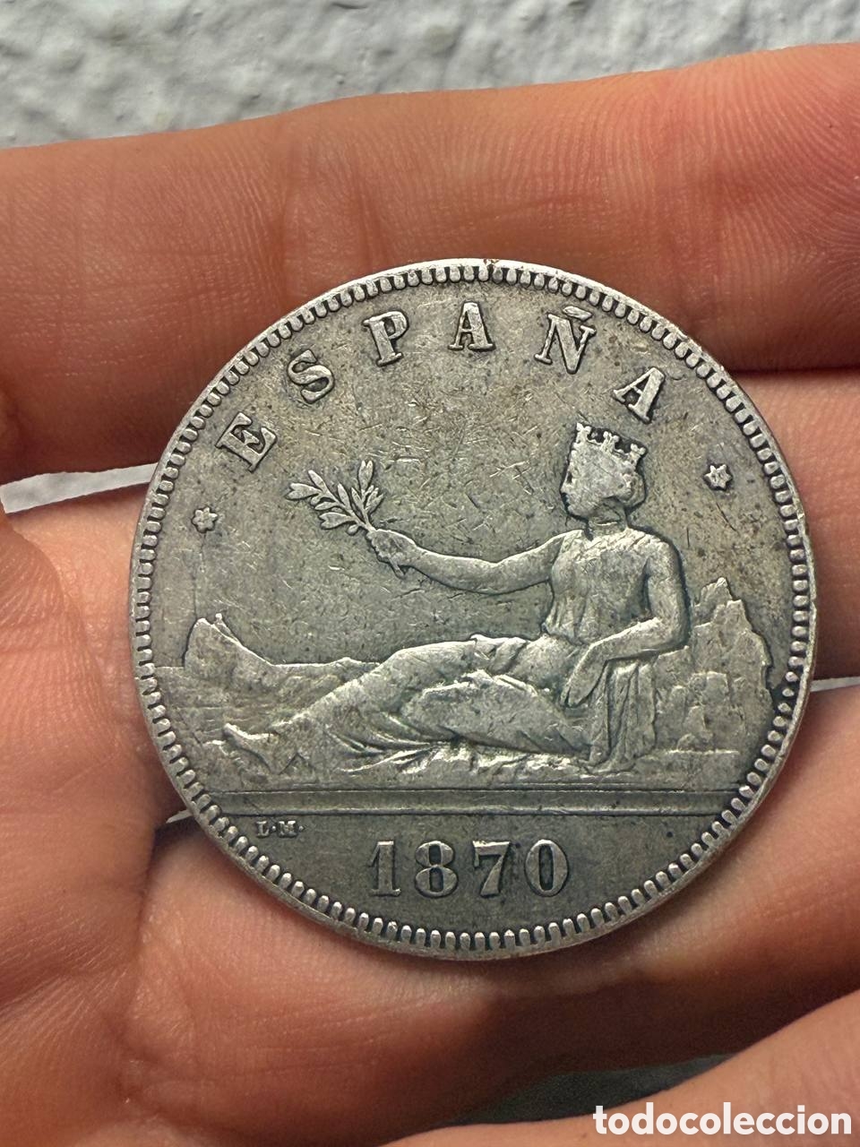 Moedas de Espanha: Moneda de Plata 5 Pesetas 1870 de Espa&ntilde;a