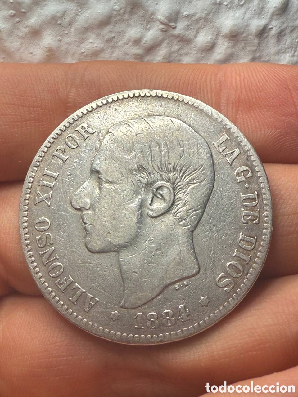 Moedas de Espanha: Moneda de Plata 5 Pesetas 1884 de Espa&ntilde;a