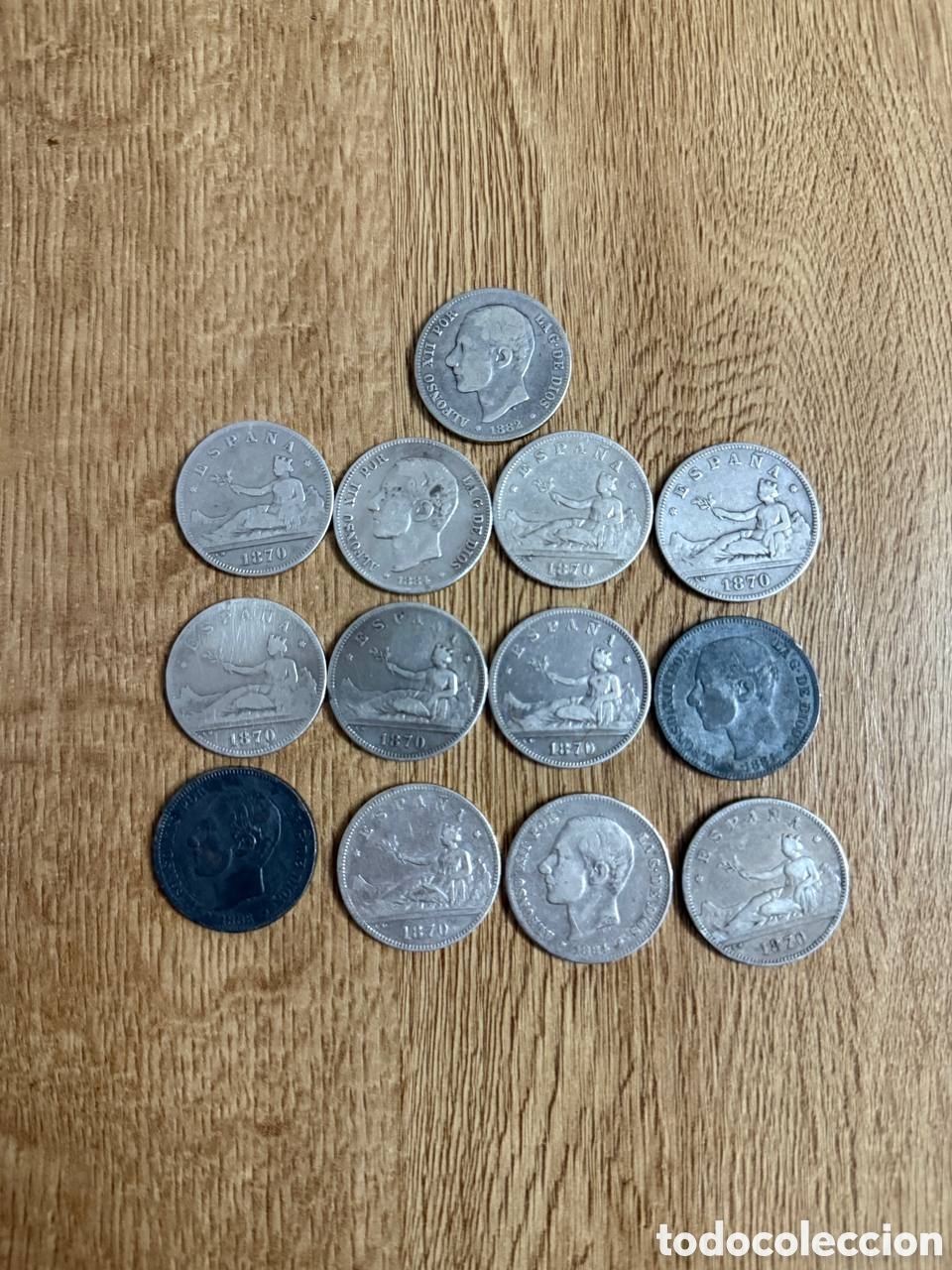 Moedas de Espanha: 13 Monedas de Plata 2 Pesetas 1870-1884