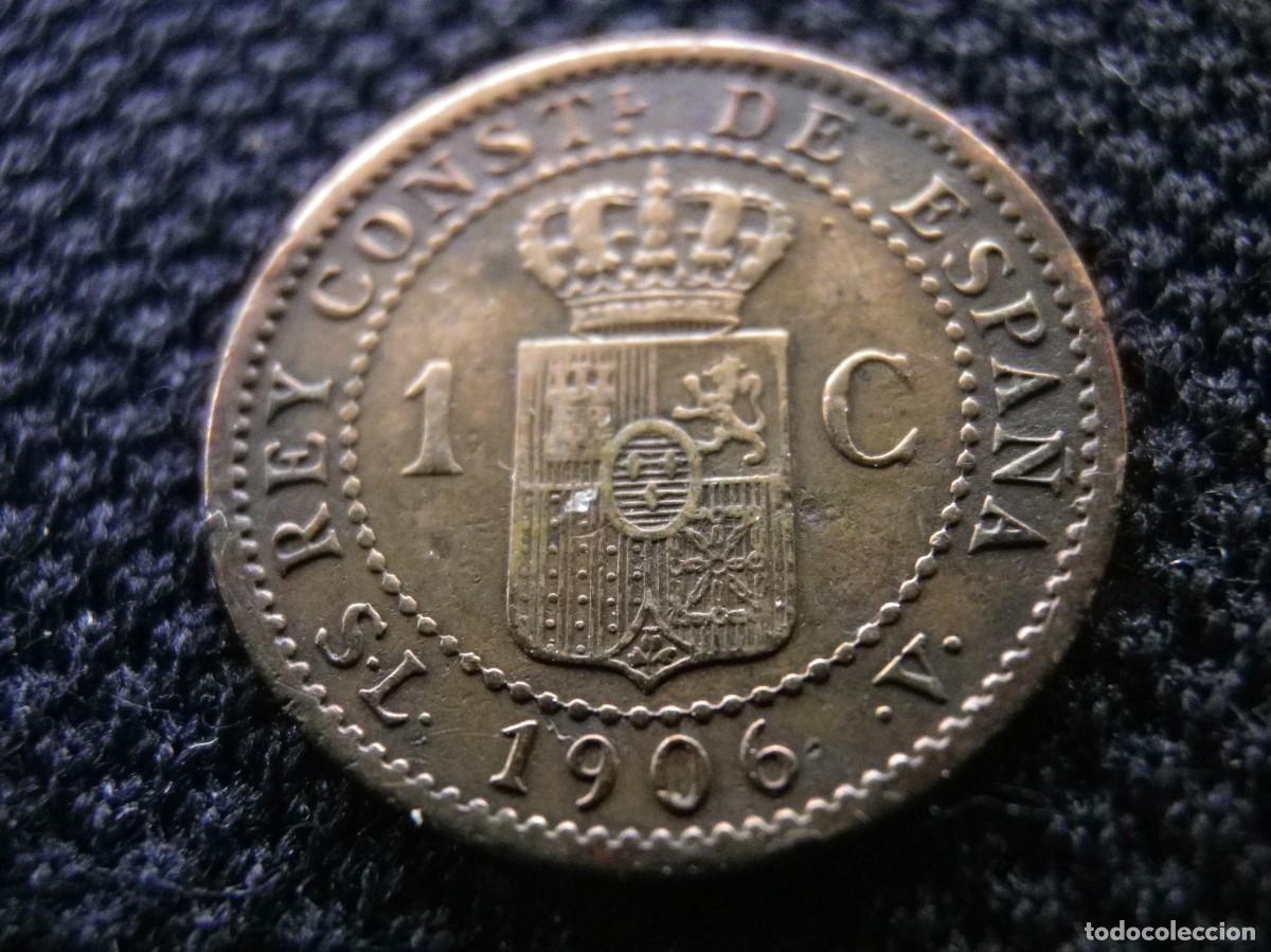 Monedas de Espa&ntilde;a: MONEDA DE BRONCE DE ALFONSO XIII DE UN CENTIMO DEL A&Ntilde;O 1906 - Foto 2
