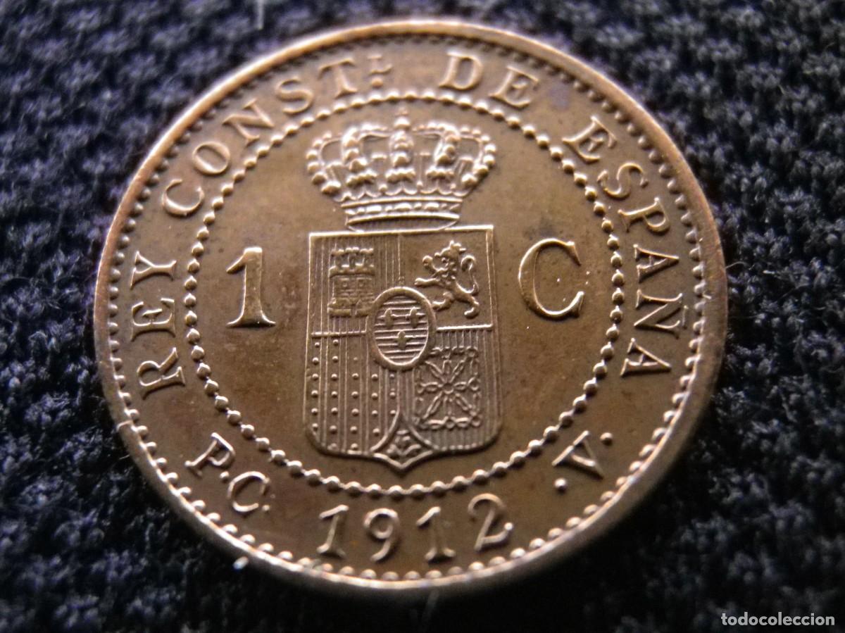 Monedas de Espa&ntilde;a: MONEDA DE BRONCE DE ALFONSO XIII DE UN CENTIMO DE 1912 - Foto 2