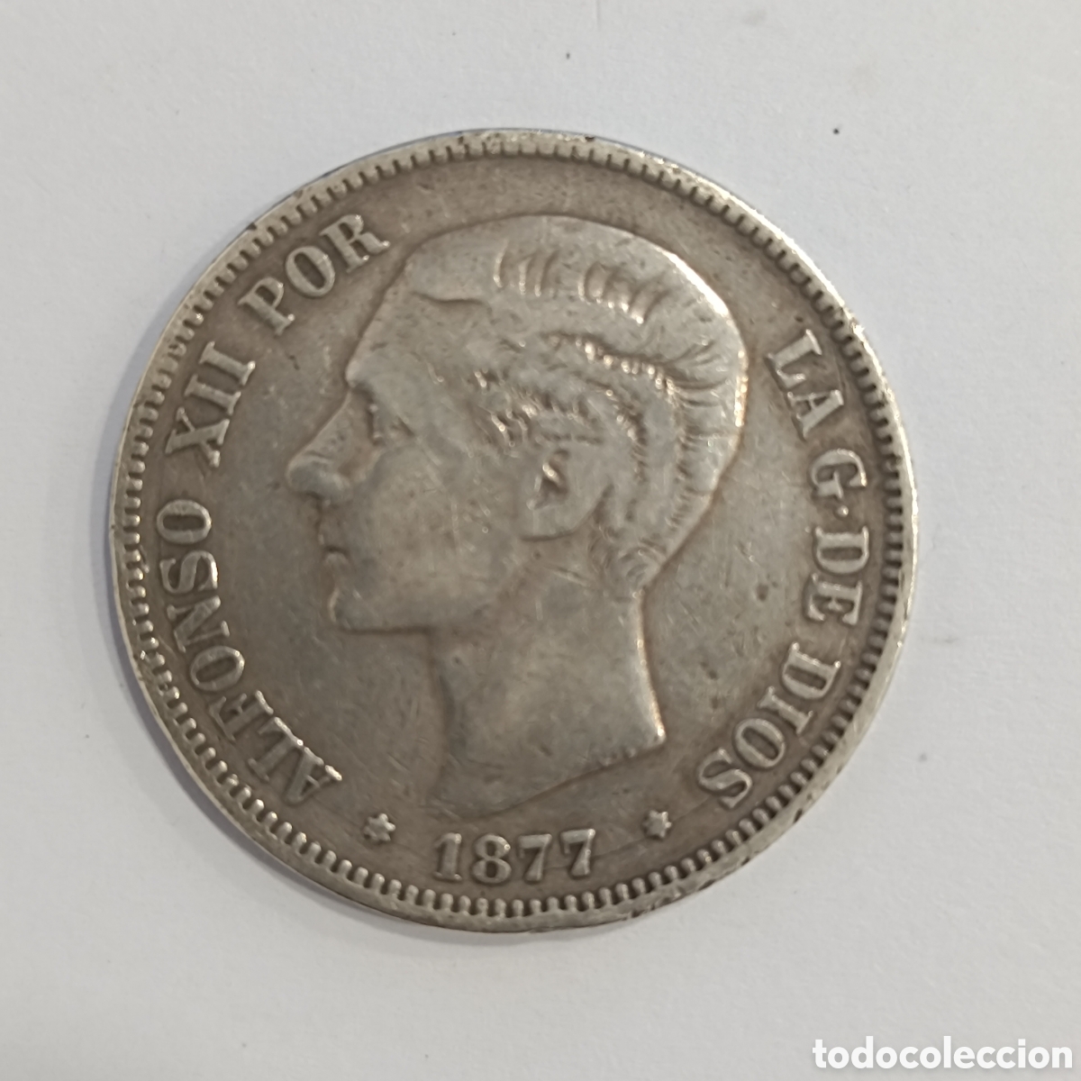 M&uuml;nzen von Spanien: Moneda de plata de 5 pesetas 1877