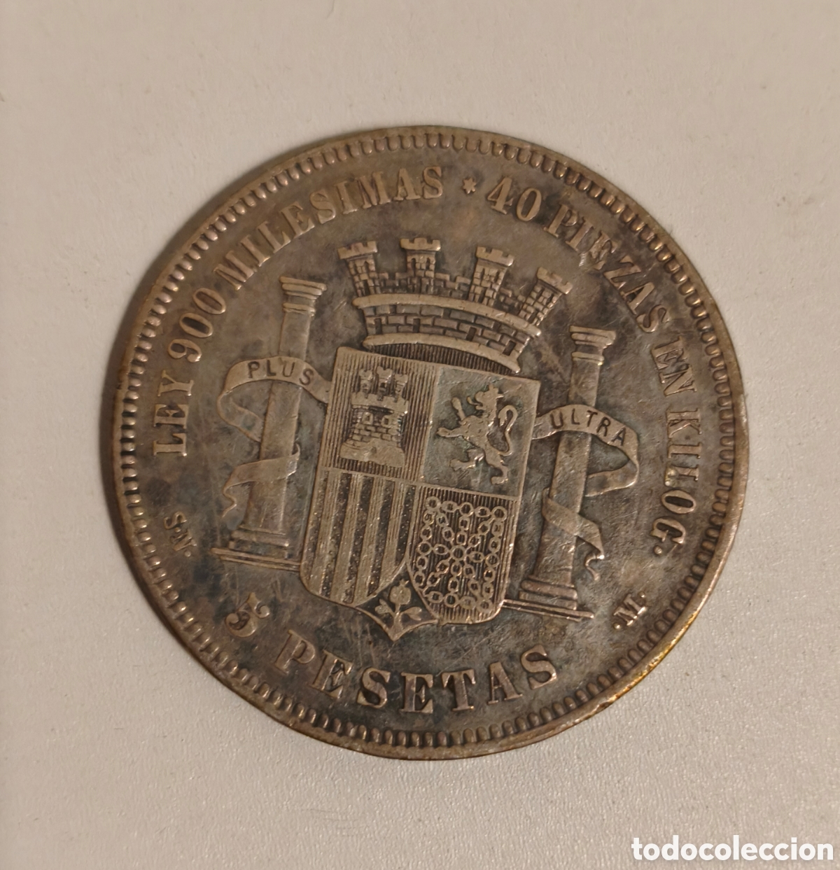 Monedas de Espa&ntilde;a: 5 PESETAS ESPA&Ntilde;A PLATA 1870 *70 - Foto 2