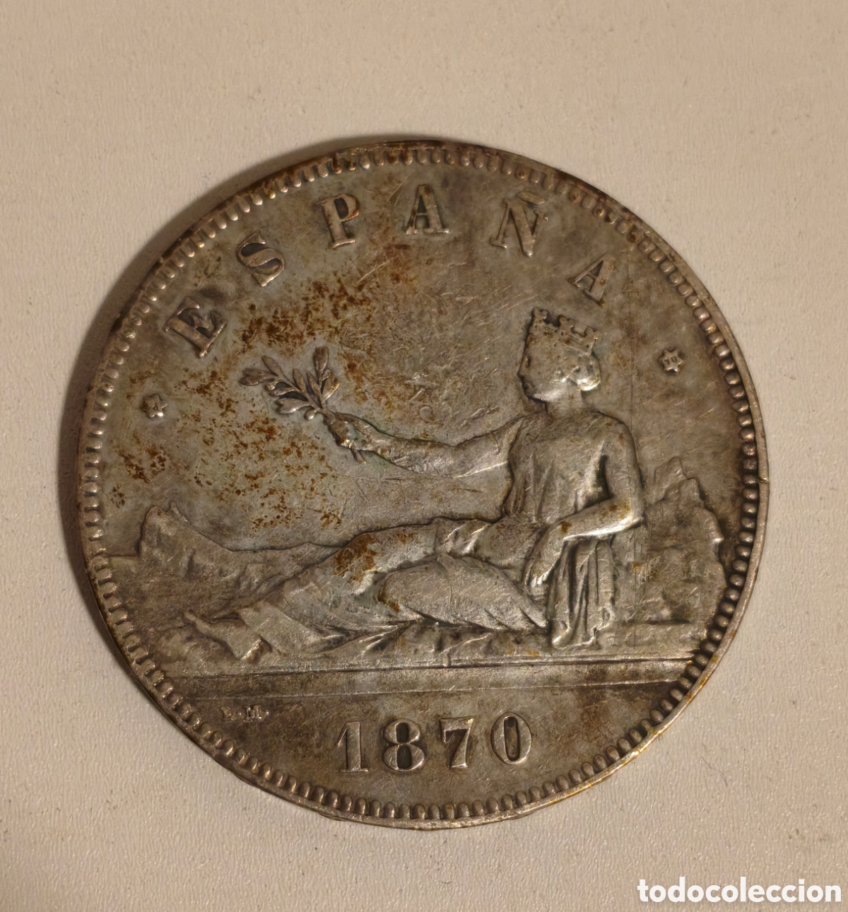 Monedas de Espa&ntilde;a: 5 PESETAS ESPA&Ntilde;A PLATA 1870 *70 - Foto 1