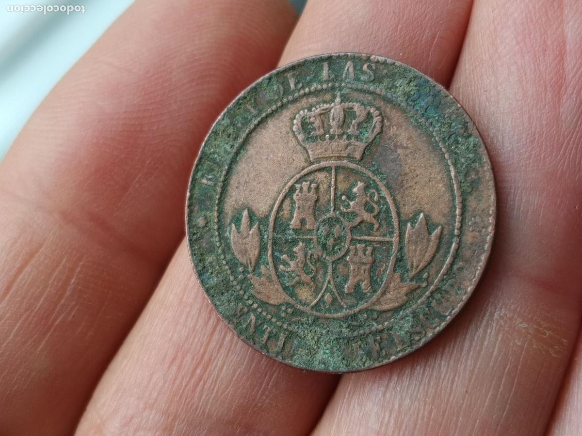 Monedas de Espa&ntilde;a: 2&frac12; Centimos de Escudo - Isabel II - Foto 2