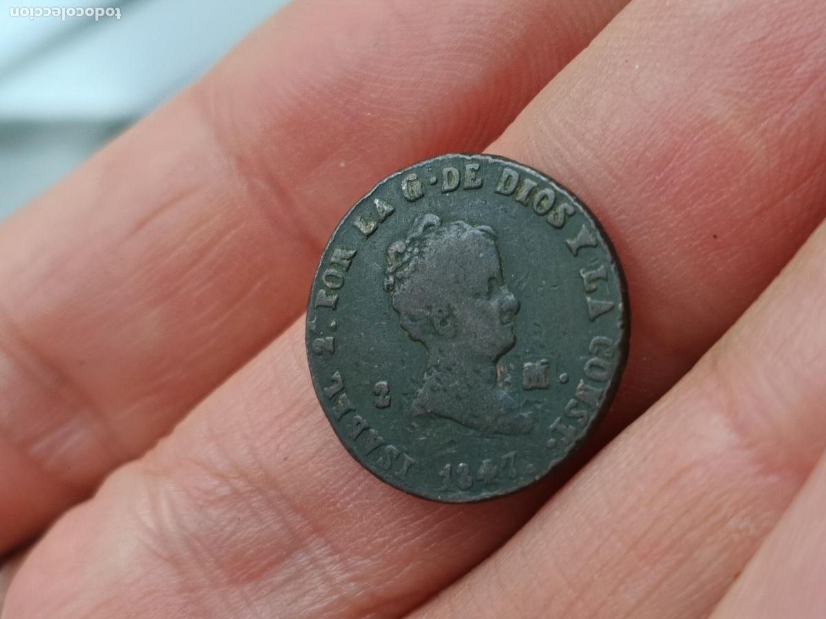 Monedas de Espa&ntilde;a: 2 MARAVEDIS ISABEL II SEGOVIA 1847 - Foto 1