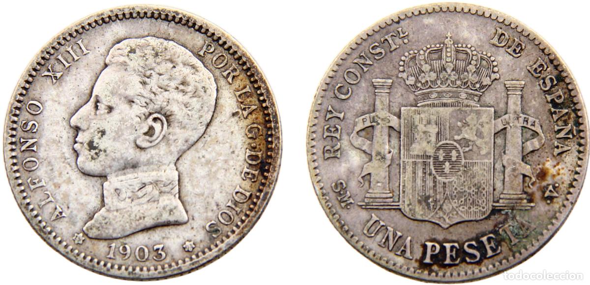 Monedas de Espa&ntilde;a: Spain Kingdom Alfonso XIII 1903 *19-03 SMV 1 Peseta 4th portrait