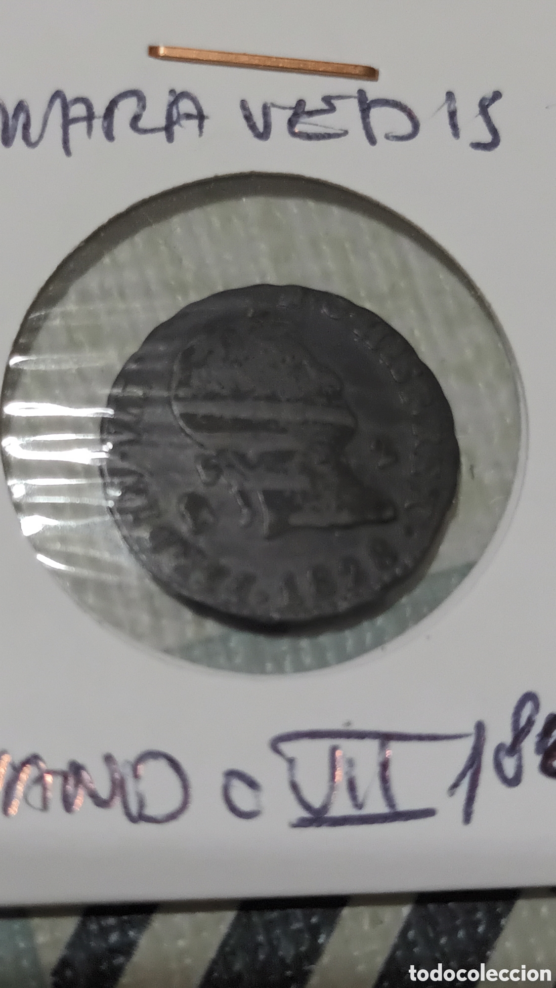 Monedas de Espa&ntilde;a: FERNANDO VII DOS MARAVEDIS A&Ntilde;O 1828 - Foto 2