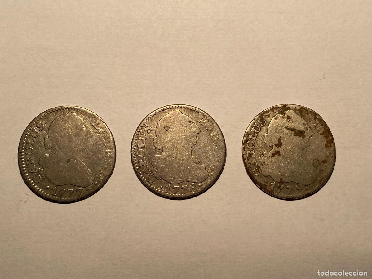 Coins of Spain: 2 Reales Carlos III (1777, 1778, 1779) Madrid PJ