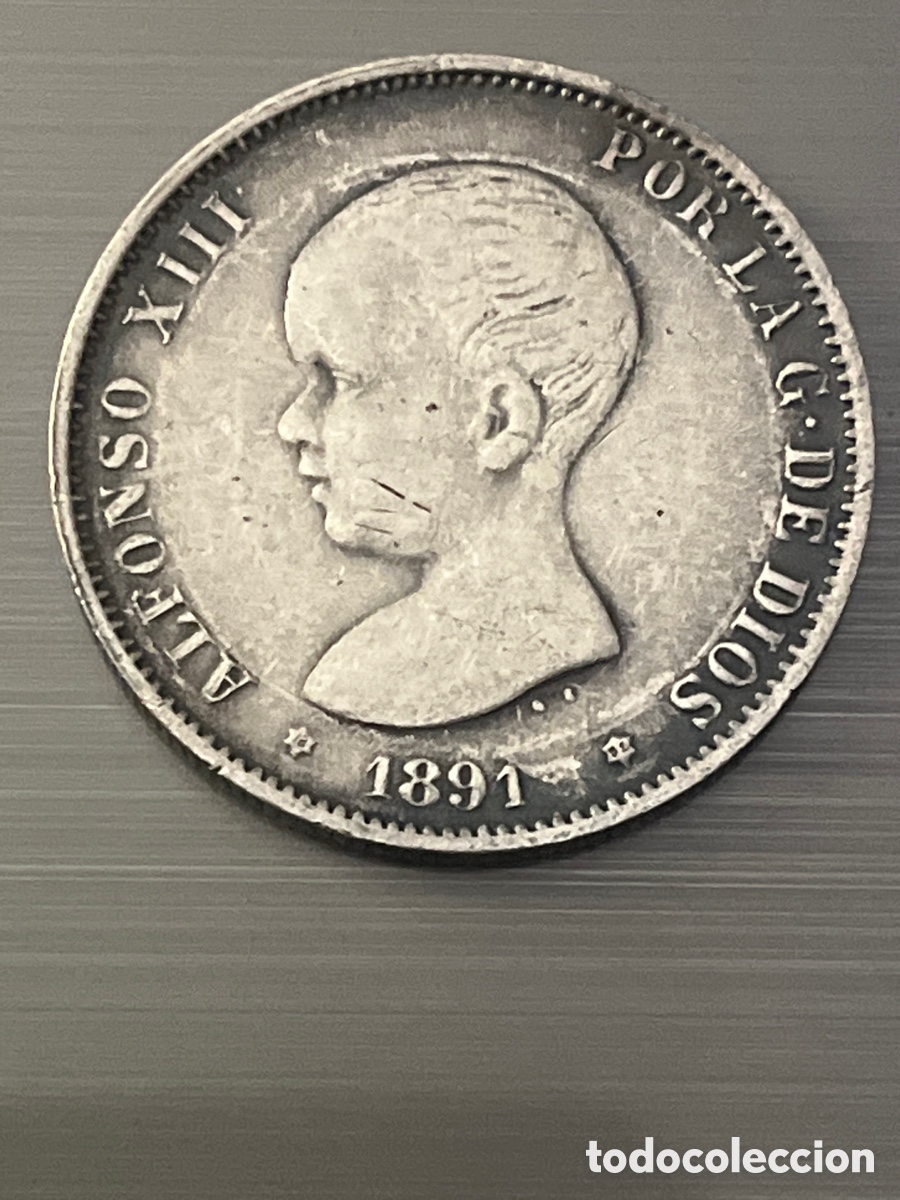 Coins of Spain: 2 pesetas Alfonso XII 1891 plata