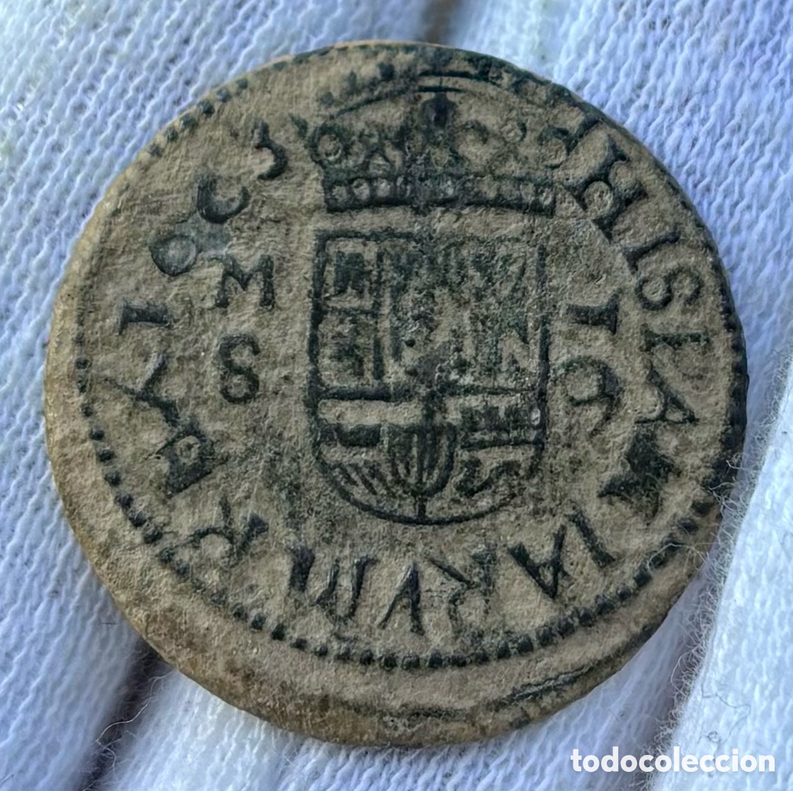 Monedas de Espa&ntilde;a: Moneda 16 Maravedis 1663 Madrid. FELIPE IV - Foto 2