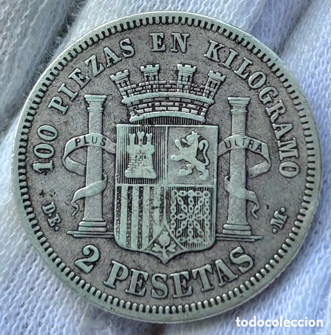 Monedas de Espa&ntilde;a: Moneda PLATA 2 Pesetas 1870 *(18-73) - Foto 2