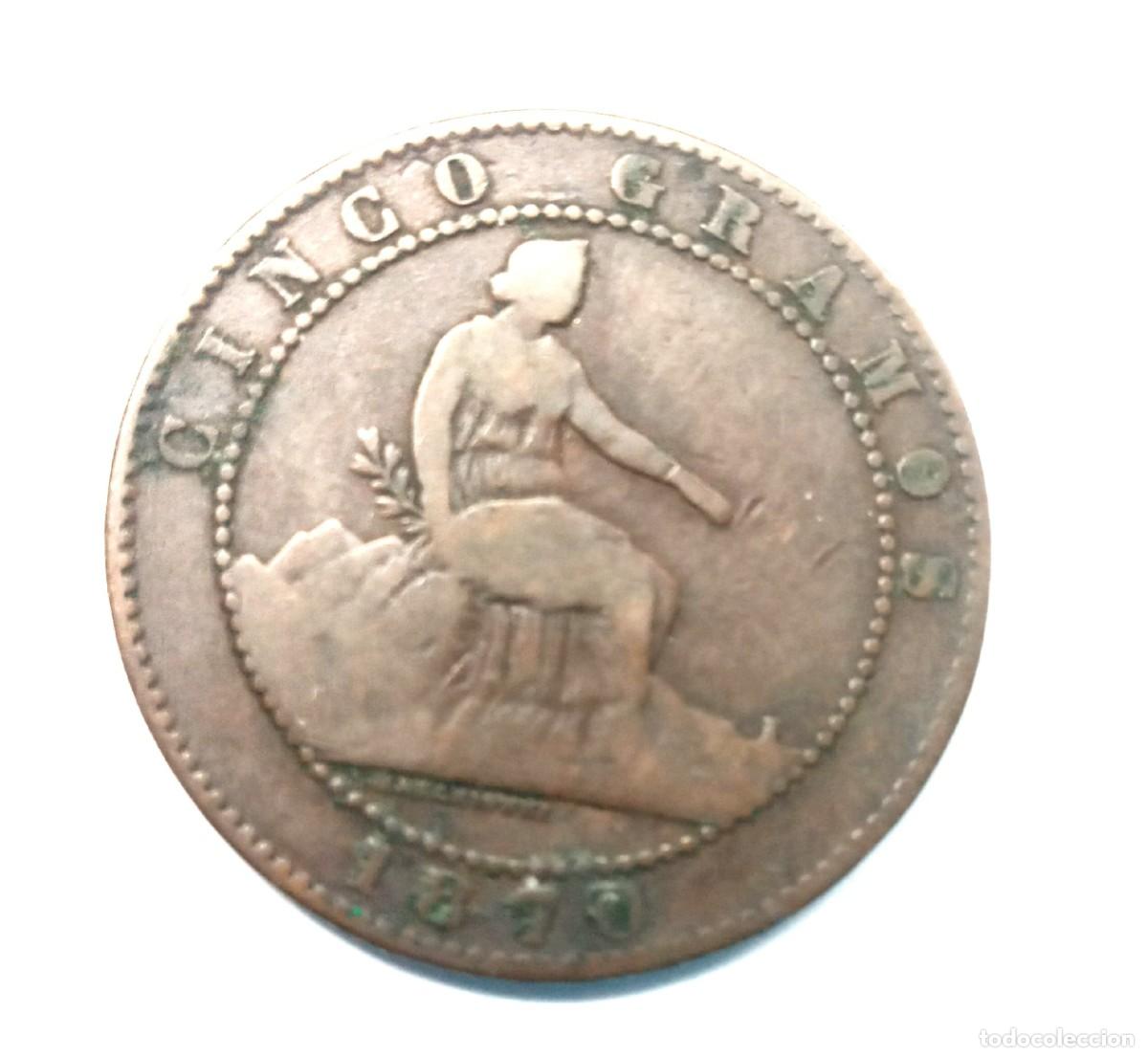 Monedas de Espa&ntilde;a: Moneda de 5 c&eacute;ntimos 1870 - Foto 1