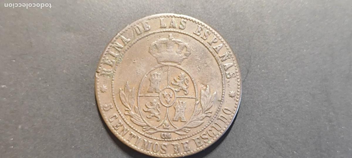 Monedas de Espa&ntilde;a: MONEDA ISABEL 2&ordf; 5 CENTIMOS DE ESCUDO 1868 CECA OM BC - Foto 2