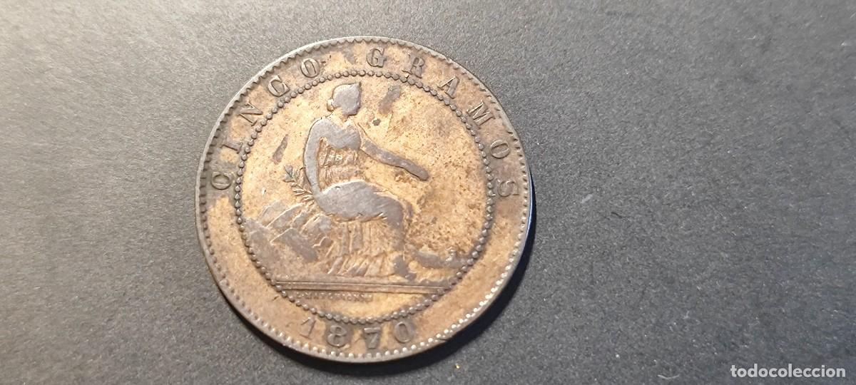Monedas de Espa&ntilde;a: MONEDA GOBIERNO PROVISIONAL 5 CENTIMOS 1870 CECA OM BC++ - Foto 1