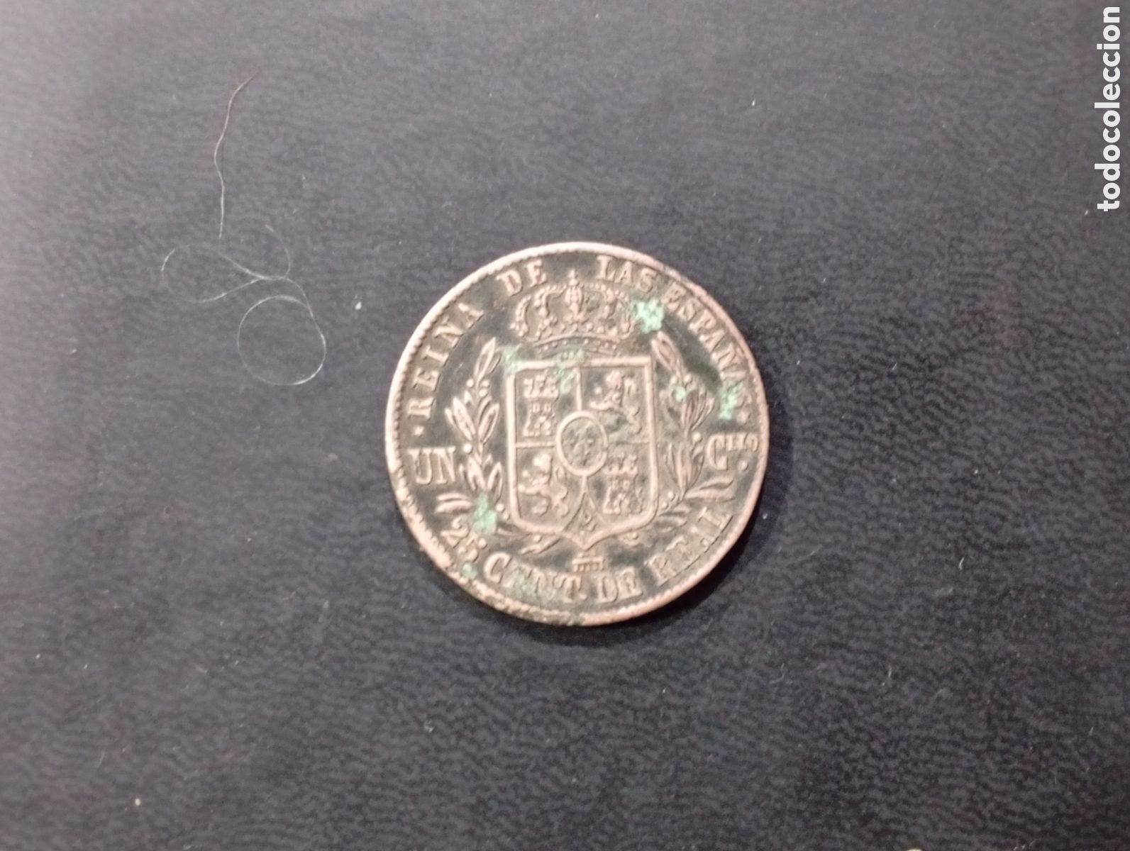 Monedas de Espa&ntilde;a: Moneda de 25 cent de real Isabel II 1855 - Foto 2