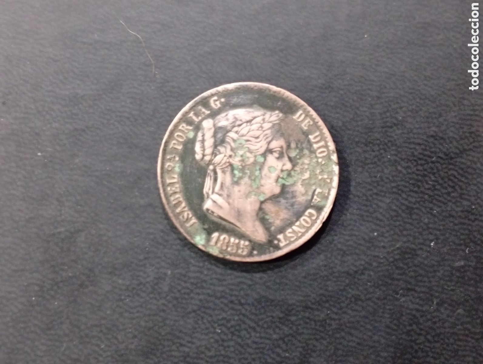 Monedas de Espa&ntilde;a: Moneda de 25 cent de real Isabel II 1855 - Foto 1