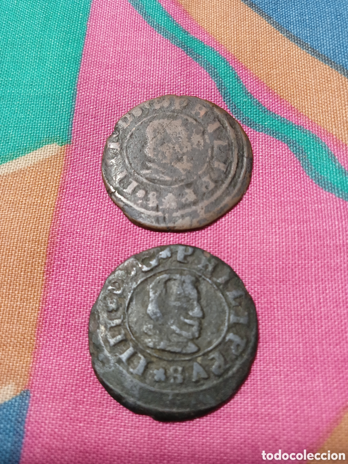 Monete da Spagna: AB- DOS MONEDAS DE 16 MARAVEDIS 1662 Y 1664 BURGOS FELIPE IV