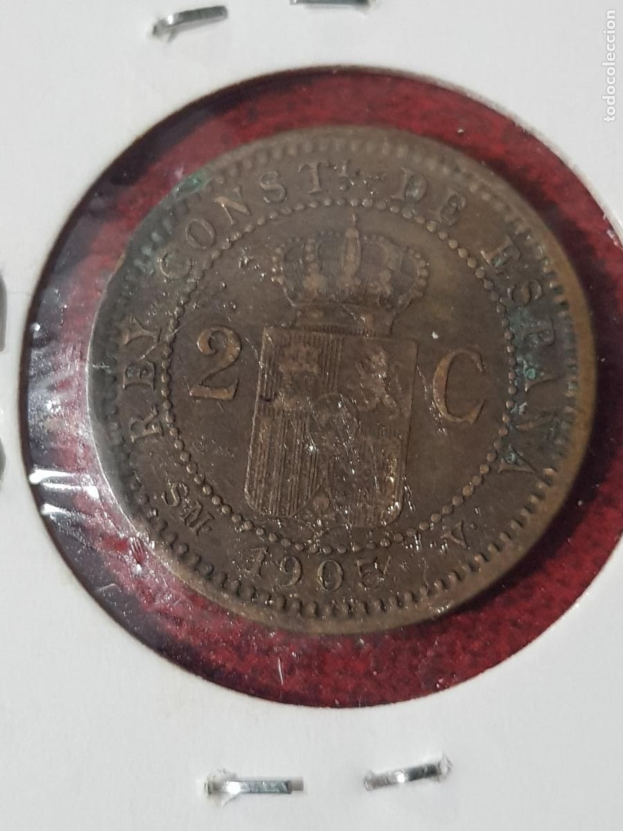 Monedas de Espa&ntilde;a: 2 CENTIMOS DE ALFONSO XIII A&Ntilde;O 1905 - Foto 2