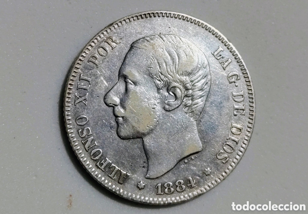 Monedas de Espa&ntilde;a: &nbsp;2 pesetas de Alfonso XII&nbsp;del a&ntilde;o&nbsp;1884 - Foto 1