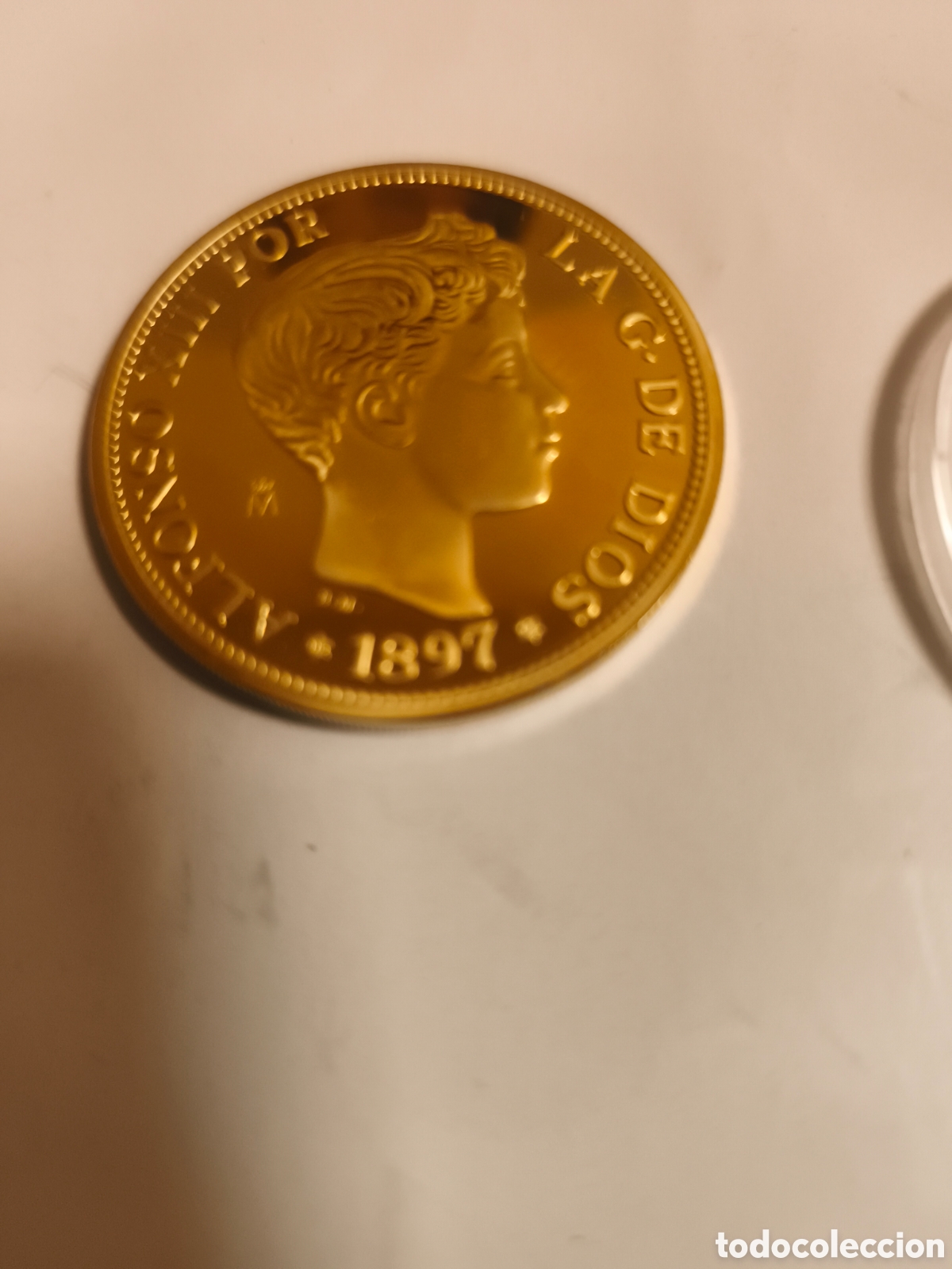 Monedas de Espa&ntilde;a: Moneda plata con ba&ntilde;o de oro 1897 - Foto 2