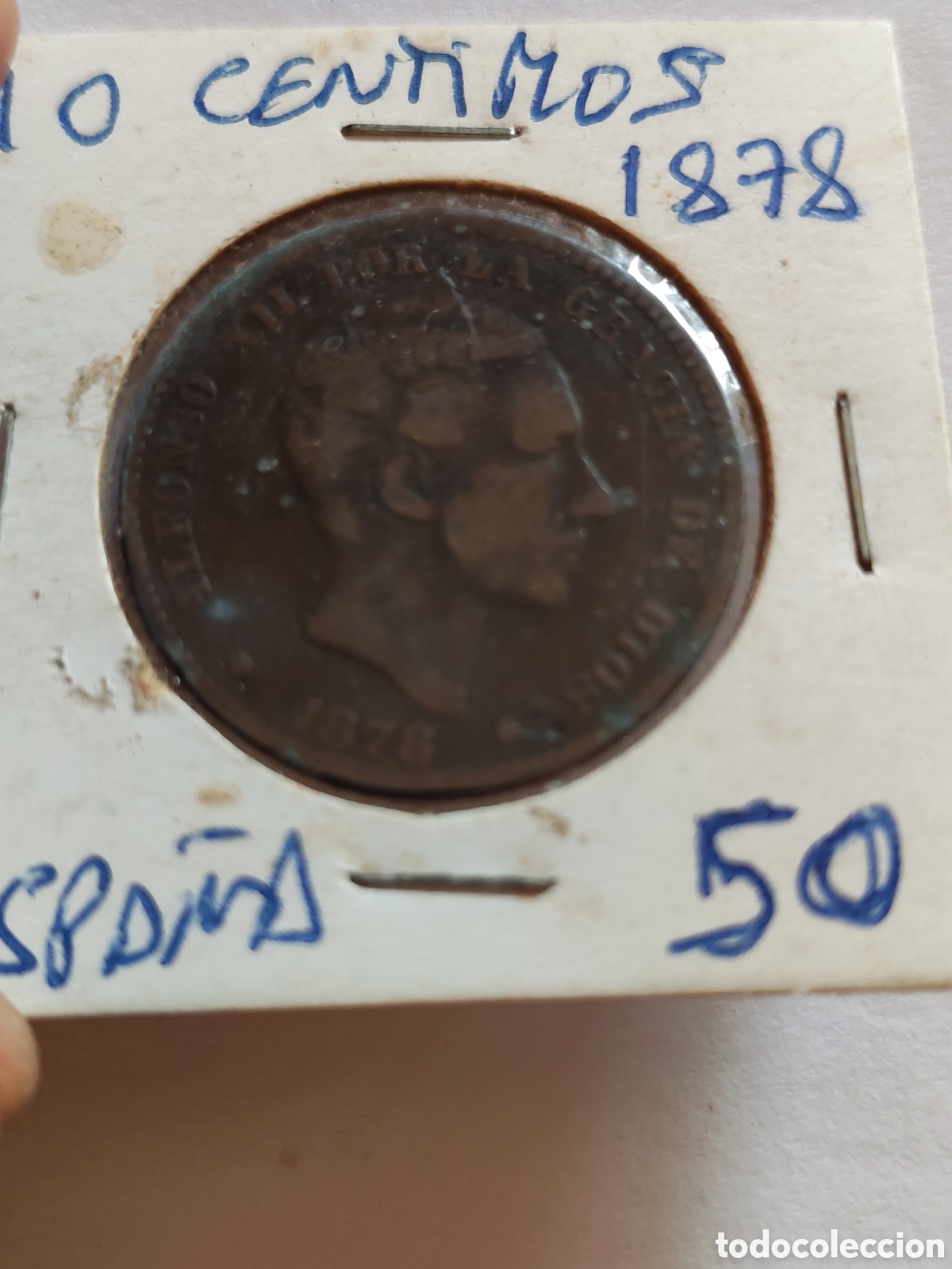 Moedas de Espanha: Espa&ntilde;a. Diez 10 centimos 1878. Cobre