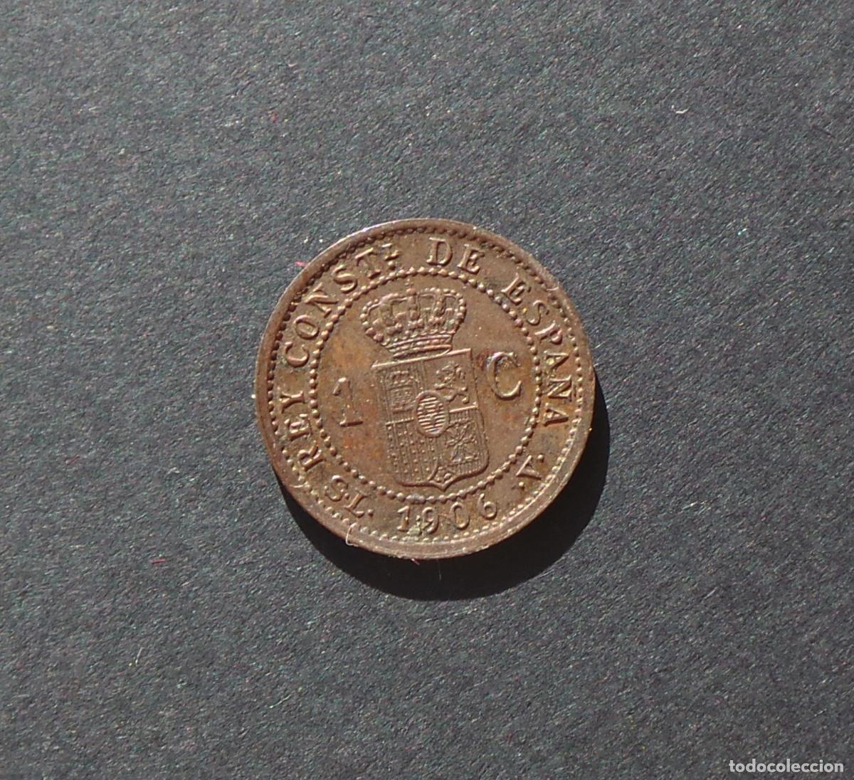 Monedas de Espa&ntilde;a: ALFONSO XIII. 1 C&Eacute;NTIMOS. A&Ntilde;O 1906. *6. - Foto 2