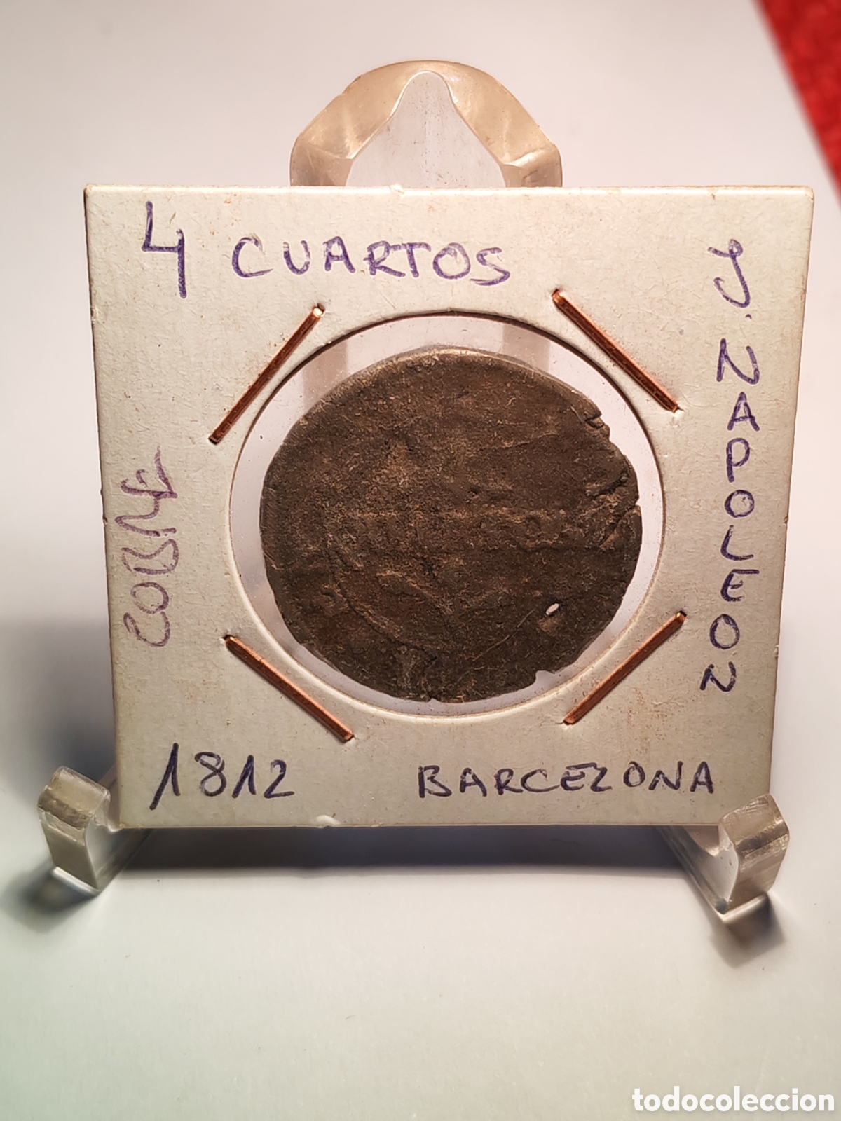 Coins of Spain: Jos&eacute; Napoleon. 4 Quartos. 1812. Barcelona. cobre