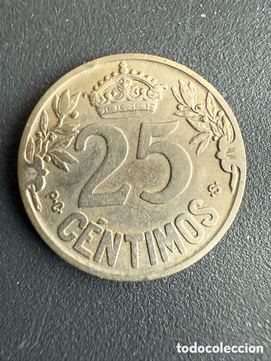 Monedas de Espa&ntilde;a: Moneda. 25 C&eacute;ntimos. 1925 - Foto 2