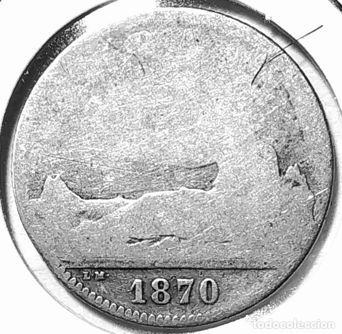 Coins of Spain: ESPAÑA (1869-1874) - 1 PESETA 1870 DE-M - LIBERTAD SENTADA - A - 5 GR. PLATA 0,835 - DIAMETRO 23 mm