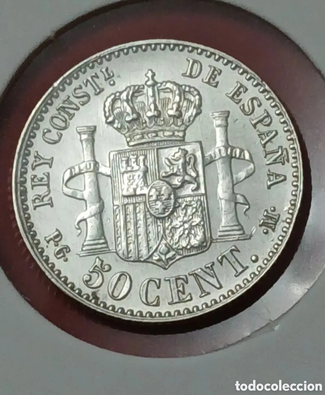 Monedas de Espa&ntilde;a: 5O C&Eacute;NTIMOS DEL REY ALFONSO XIII 1892 PR&Aacute;CTICAMENTE SIN CIRCULAR - Foto 2