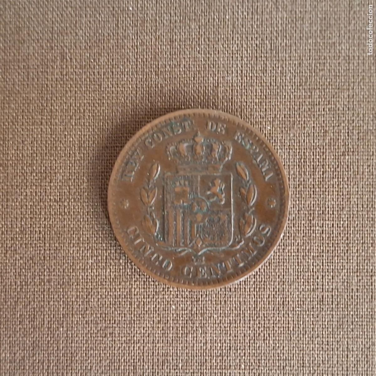 Monedas de Espa&ntilde;a: Moneda 5 Cinco c&eacute;ntimos 1877 - Foto 2