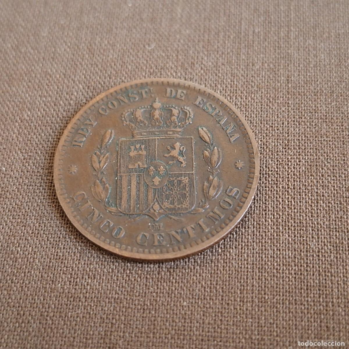 Monedas de Espa&ntilde;a: Moneda 5 Cinco c&eacute;ntimos 1877 - Foto 4