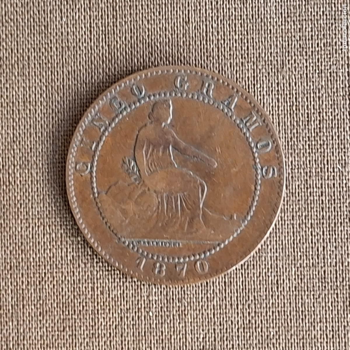 Monedas de Espa&ntilde;a: Moneda 5 Cinco c&eacute;ntimos 1870