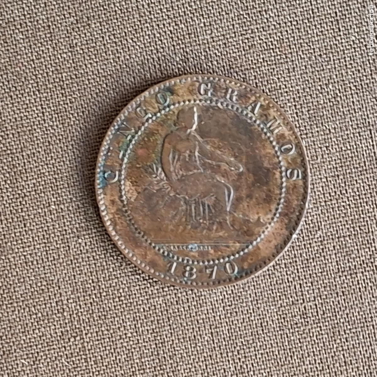 Monedas de Espa&ntilde;a: Moneda 5 Cinco c&eacute;ntimos 1870