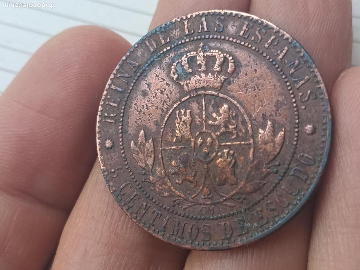 Monedas de Espa&ntilde;a: 5 c&eacute;ntimos de escudo 1868, Isabel II - Foto 2