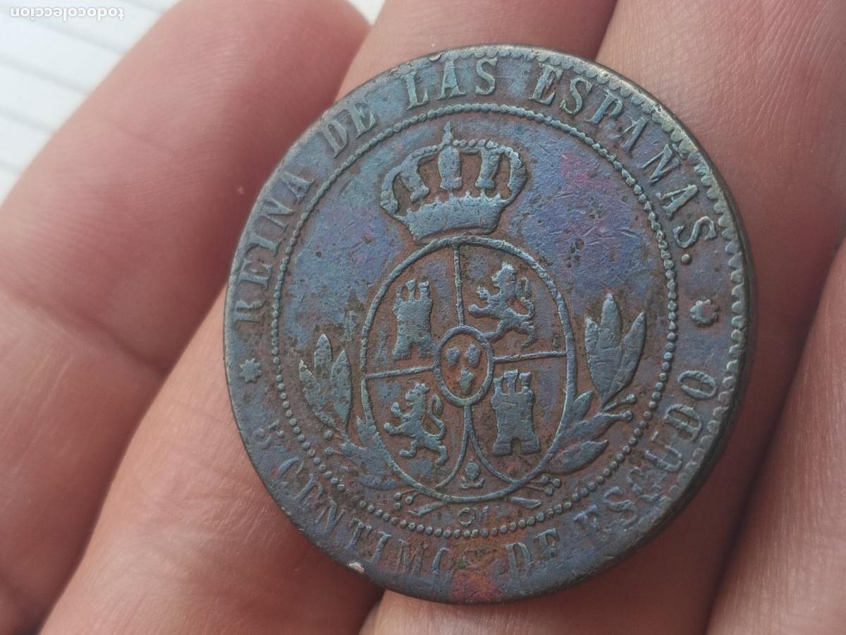 Monedas de Espa&ntilde;a: 5 c&eacute;ntimos de escudo 1868, Isabel II - Foto 2