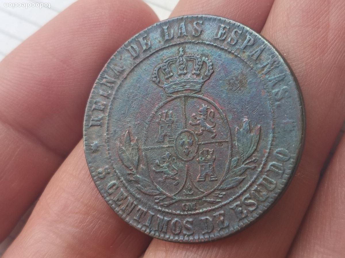 Monedas de Espa&ntilde;a: 5 c&eacute;ntimos de escudo 1868, Isabel II - Foto 2
