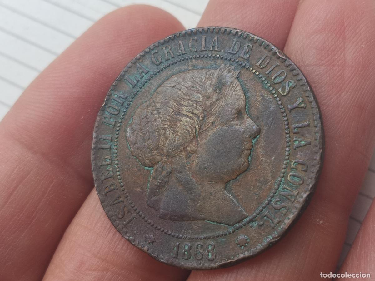 Monedas de Espa&ntilde;a: 5 c&eacute;ntimos de escudo 1868, Isabel II - Foto 1