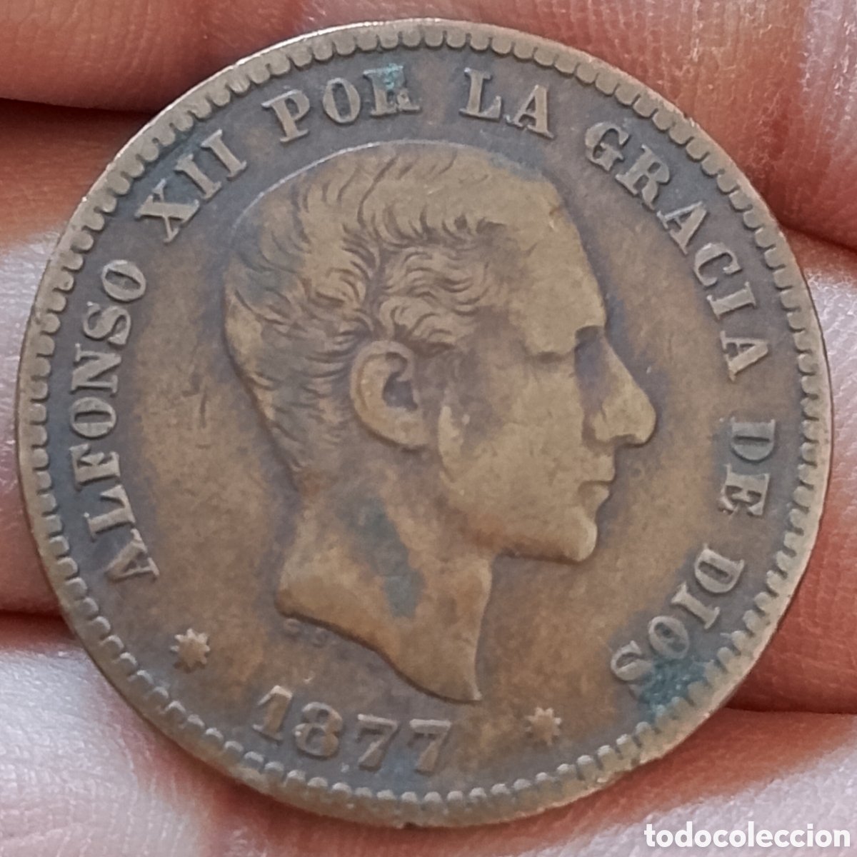 Monedas de Espa&ntilde;a: Alfonso XII 5 c&eacute;ntimos 1877 - Foto 2