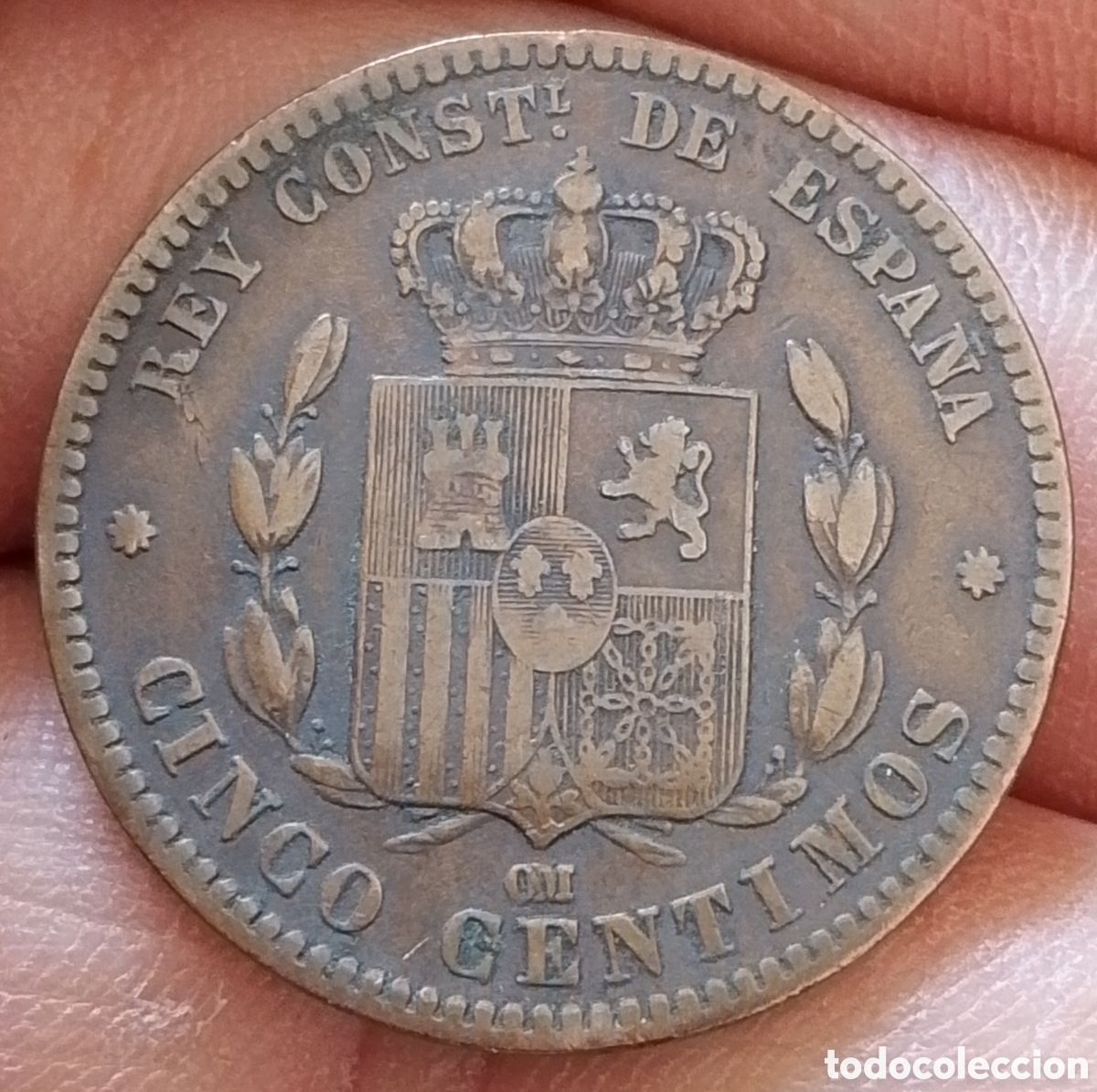 Monedas de Espa&ntilde;a: Alfonso XII 5 c&eacute;ntimos 1877 - Foto 1