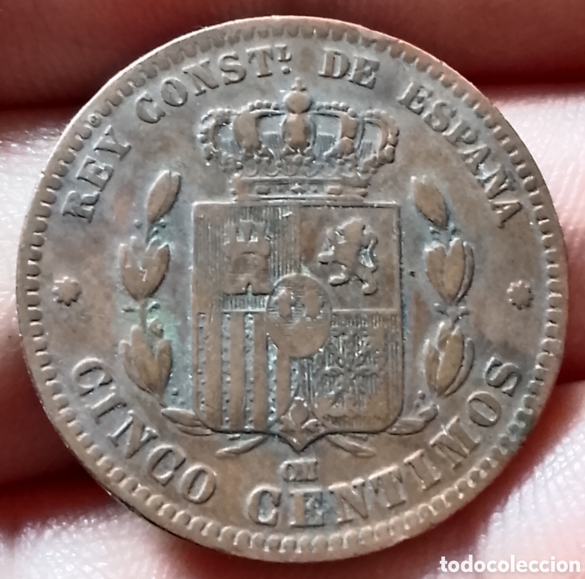 Monedas de Espa&ntilde;a: Alfonso XII 5 c&eacute;ntimos 1877 - Foto 2