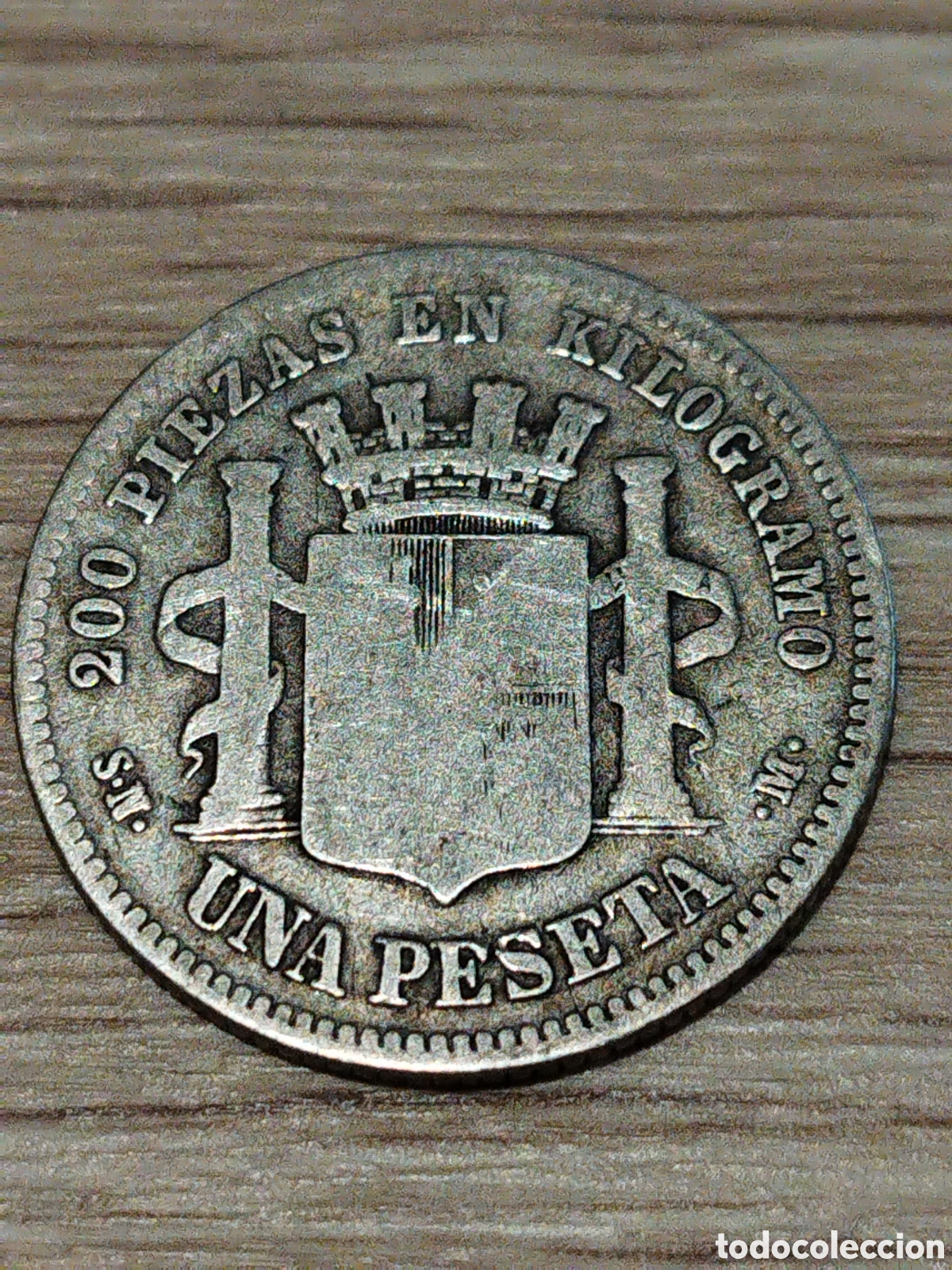 Monedas de Espa&ntilde;a: Moneda de 1 peseta de 1870 SNM km#653 - Foto 2