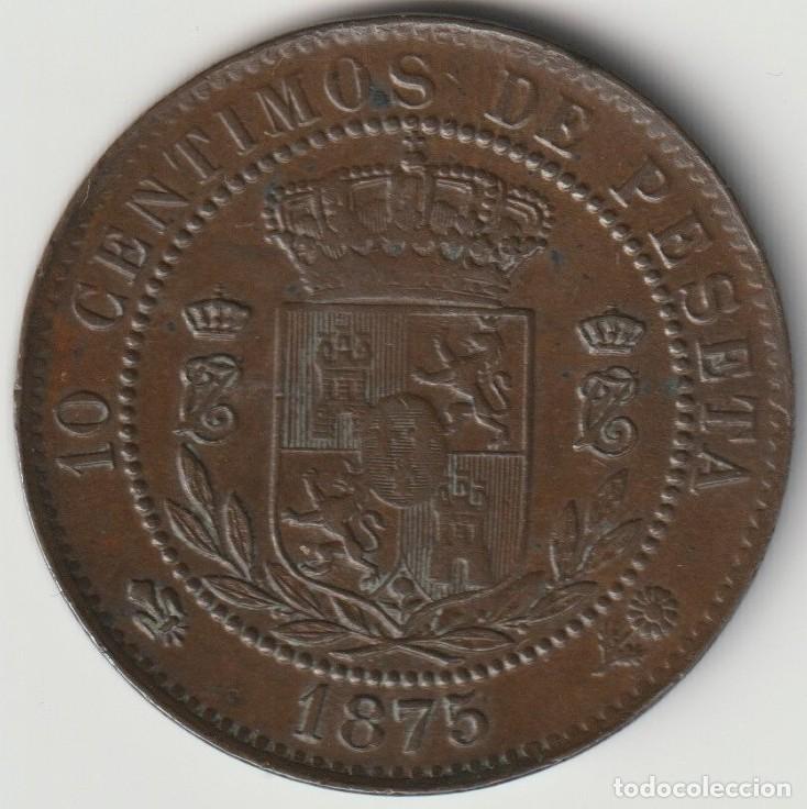 Monedas de Espa&ntilde;a: Espa&ntilde;a. 10 C&eacute;ntimos 1875 Carlos VII - Foto 2