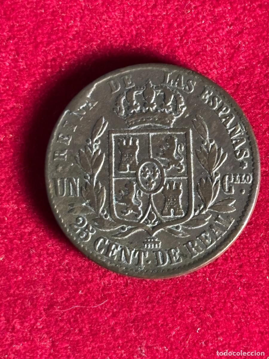 Monedas de Espa&ntilde;a: Isabel II, 25 centimos de real 1863 Segovia. - Foto 2