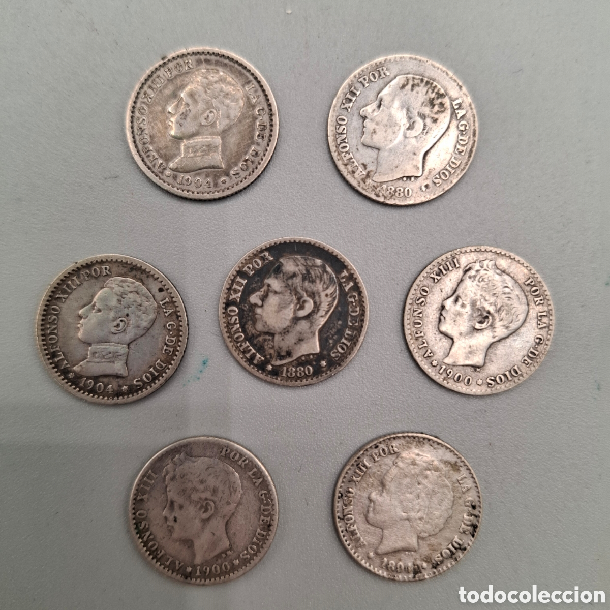 Monedas de Espa&ntilde;a: LOTE 7 MONEDAS DE PLATA 50cts. ALFONSO XII y ALFONSO XIII