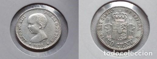 Monedas de Espa&ntilde;a: 50 C&Eacute;NTIMOS 1892 *9 *2 ALFONSO XIII MBC - Foto 1