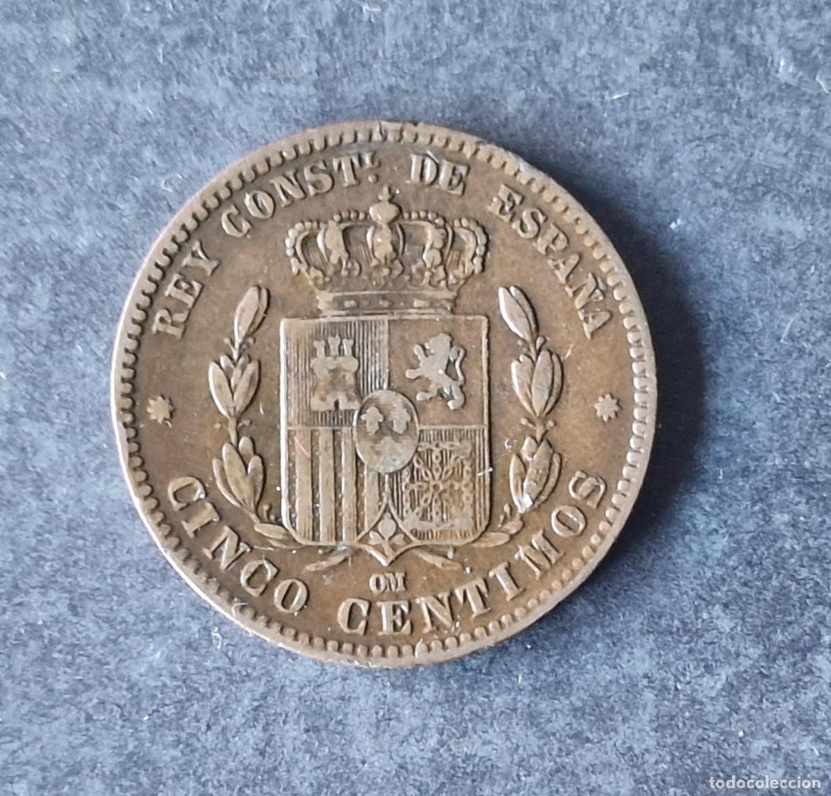 Monedas de Espa&ntilde;a: 5 CENTIMOS DE 1877 DE ALFONSO XII - Foto 1