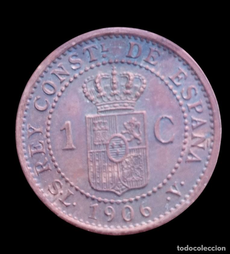 Monedas de Espa&ntilde;a: MONEDA. ALFONSO XIII. 1 C&Eacute;NTIMO. 1906. - Foto 2